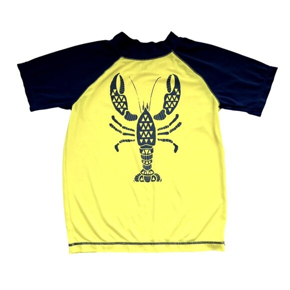 Gymboree Yellow Navy Geo Shapes Lobster Short Sleeves Rashguard Shirt Size 8 - Picture 1 of 5